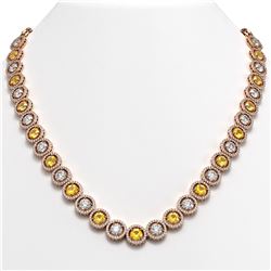 35.54 CTW Canary Yellow & White Diamond Designer Necklace 18K Rose Gold - REF-5036M2H - 42687