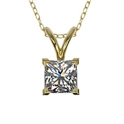 0.50 CTW Certified VS/SI Quality Princess Diamond Necklace 10K Yellow Gold - REF-79K5W - 33168