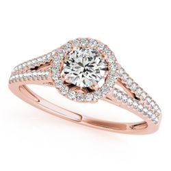 0.8 CTW Certified VS/SI Diamond Solitaire Halo Ring 18K Rose Gold - REF-130K5W - 26644