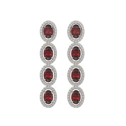 6.2 CTW Garnet & Diamond Halo Earrings 10K White Gold - REF-102W5F - 40547