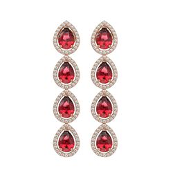 7.88 CTW Tourmaline & Diamond Halo Earrings 10K Rose Gold - REF-166W8F - 41157