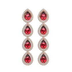 7.88 CTW Tourmaline & Diamond Halo Earrings 10K Rose Gold - REF-166W8F - 41157