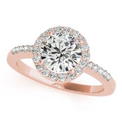 0.5 CTW Certified VS/SI Diamond Solitaire Halo Ring 18K Rose Gold - REF-69K6W - 26321