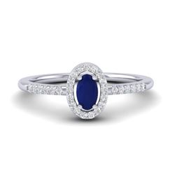 0.56 CTW Sapphire & Micro Pave VS/SI Diamond Ring Halo 18K White Gold - REF-31T3M - 21394