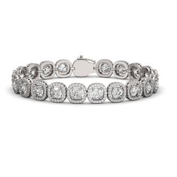 16.54 CTW Cushion Diamond Designer Bracelet 18K White Gold - REF-3061F6N - 42716