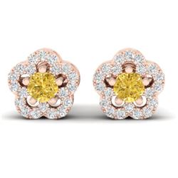 0.65 CTW Citrine & Micro Pave VS/SI Diamond Earrings Moon Halo In 10K Rose Gold - REF-33Y5K - 21209