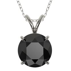 2 CTW Fancy Black VS Diamond Solitaire Necklace 10K White Gold - REF-43M2H - 33233