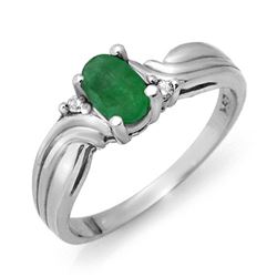 0.54 CTW Emerald & Diamond Ring 10K White Gold - REF-15M6H - 12355