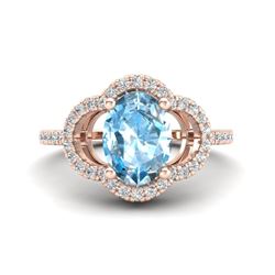 2 CTW Topaz & Micro Pave VS/SI Diamond Ring 10K Rose Gold - REF-32A9X - 20975