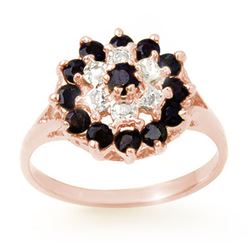 1.02 CTW Blue Sapphire & Diamond Ring 18K Rose Gold - REF-31H5A - 12312