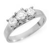 Image 1 : 1.0 CTW Certified VS/SI Diamond 3 Stone Ring 18K White Gold - REF-147W3F - 10963