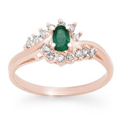 0.45 CTW Emerald & Diamond Ring 14K Rose Gold - REF-25A8X - 12506