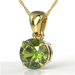 2 CTW Green Tourmaline Designer Solitaire Necklace 18K Yellow Gold - REF-33N3Y - 22027