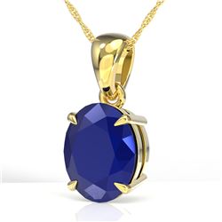 3.50 CTW Sapphire Designer Inspired Solitaire Necklace 18K Yellow Gold - REF-33K3W - 21881