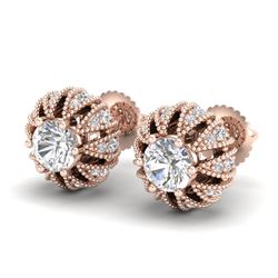 2.01 CTW VS/SI Diamond Art Deco Micro Pave Stud Earrings 18K Rose Gold - REF-272H8A - 36996