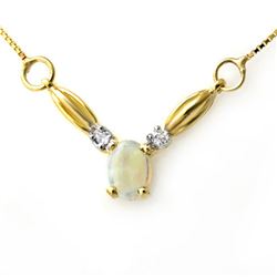 1.30 CTW Opal & Diamond Necklace 10K Yellow Gold - REF-21N6Y - 12585