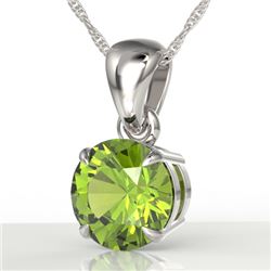 2 CTW Peridot Designer Inspired Solitaire Necklace 18K White Gold - REF-27K8W - 22033