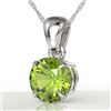 Image 1 : 2 CTW Peridot Designer Inspired Solitaire Necklace 18K White Gold - REF-27K8W - 22033