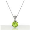 Image 2 : 2 CTW Peridot Designer Inspired Solitaire Necklace 18K White Gold - REF-27K8W - 22033