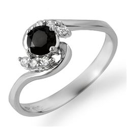 0.50 CTW VS Certified Black & White Diamond Ring 10K White Gold - REF-23T6M - 14035