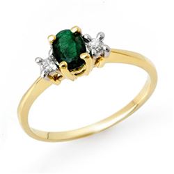 1.04 CTW Emerald & Diamond Ring 10K Yellow Gold - REF-31F8N - 13052