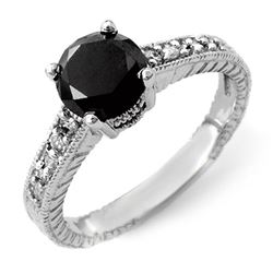 2.05 CTW VS Certified Black & White Diamond Solitaire Ring 14K White Gold - REF-74W9F - 14066