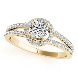 0.75 CTW Certified VS/SI Diamond Solitaire Halo Ring 18K Yellow Gold - REF-118H9A - 26678