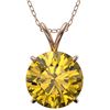 Image 1 : 2.50 CTW Certified Intense Yellow SI Diamond Solitaire Necklace 10K Rose Gold - REF-687M2H - 33249