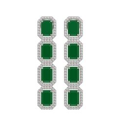 12.33 CTW Emerald & Diamond Halo Earrings 10K White Gold - REF-178M2H - 41426