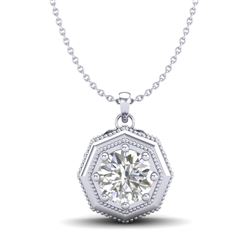 0.75 CTW VS/SI Diamond Solitaire Art Deco Stud Necklace 18K White Gold - REF-180K2W - 37097