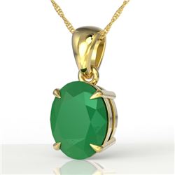 3.50 CTW Emerald Designer Inspired Solitaire Necklace 18K Yellow Gold - REF-33Y3K - 21861