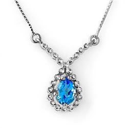 1.05 CTW Blue Topaz Necklace 14K White Gold - REF-31F3N - 12600