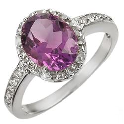 2.15 CTW Amethyst & Diamond Ring 10K White Gold - REF-22X2T - 10245