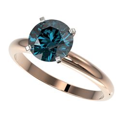 2 CTW Certified Intense Blue SI Diamond Solitaire Engagement Ring 10K Rose Gold - REF-417Y6K - 32939