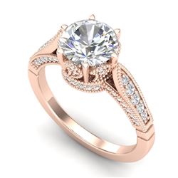 2.2 CTW VS/SI Diamond Art Deco Ring 18K Rose Gold - REF-725F5N - 37239