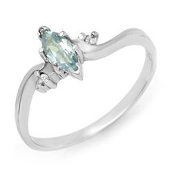 0.29 CTW Blue Topaz & Diamond Ring 10K White Gold - REF-12Y2K - 12558