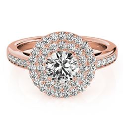 1.6 CTW Certified VS/SI Diamond Solitaire Halo Ring 18K Rose Gold - REF-234W4F - 26459