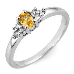 0.44 CTW Yellow Sapphire & Diamond Ring 18K White Gold - REF-33K3W - 11581