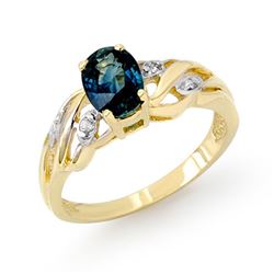 1.13 CTW Blue Sapphire & Diamond Ring 10K Yellow Gold - REF-20H2A - 12965