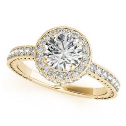 1.51 CTW Certified VS/SI Diamond Solitaire Halo Ring 18K Yellow Gold - REF-398N5Y - 26939