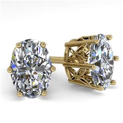 1.0 CTW VS/SI Oval Diamond Stud Solitaire Earrings 18K Yellow Gold - REF-178A2X - 35827