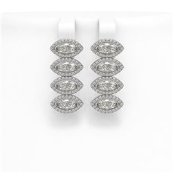 5.92 CTW Marquise Diamond Designer Earrings 18K White Gold - REF-1098T8M - 42836