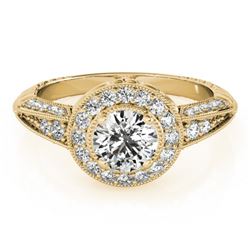 1 CTW Certified VS/SI Diamond Solitaire Halo Ring 18K Yellow Gold - REF-147F3N - 26984