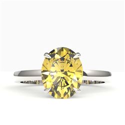 2.50 CTW Citrine Designer Inspired Solitaire Ring 18K White Gold - REF-36X2T - 22058