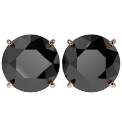 5.15 CTW Fancy Black VS Diamond Solitaire Stud Earrings 10K Rose Gold - REF-99F5N - 36715