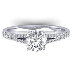 1.36 CTW Certified VS/SI Diamond Solitaire Art Deco Ring 14K White Gold - REF-353Y3K - 30375