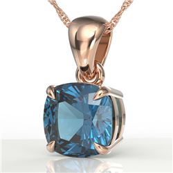 1.50 CTW Cushion Cut London Blue Topaz Designer Necklace 14K Rose Gold - REF-20M5H - 21948