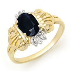 1.04 CTW Blue Sapphire & Diamond Ring 10K Yellow Gold - REF-20A2X - 13256