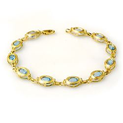 6.50 CTW Blue Topaz Bracelet 10K Yellow Gold - REF-37W8F - 14008