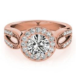 1.4 CTW Certified VS/SI Diamond Solitaire Halo Ring 18K Rose Gold - REF-418W2F - 27079